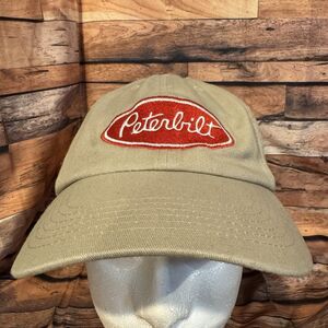 Peterbilt Trucker Hat Cap Adjustable Strapback Khaki Red Logo Classic Driver
